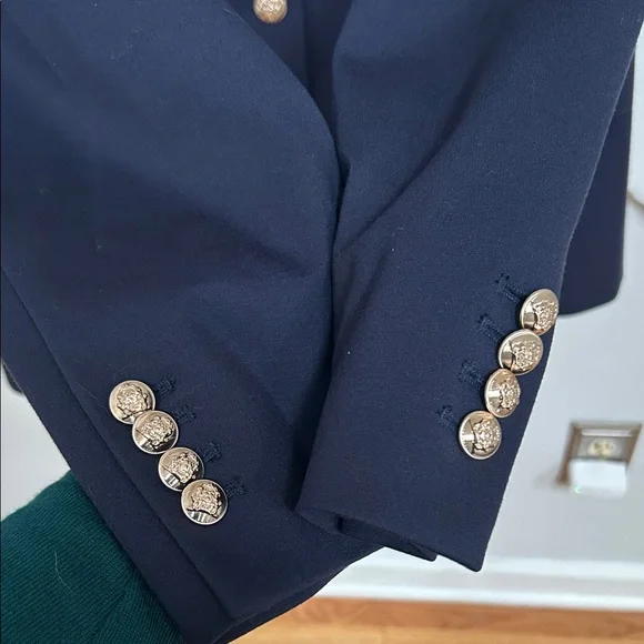 Ann Taylor Navy Blazer and wide leg pants with Gold Buttons - Picture 3 of 11